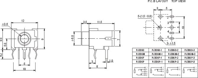 耳機插座PJ3060