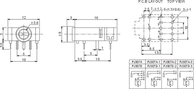 耳機插座PJ307D