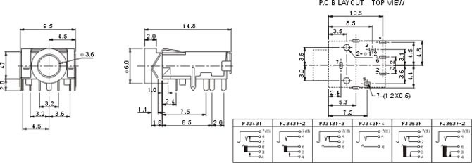 耳機(jī)插座PJ343E PJ353E