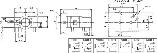 耳機插座PJ362BPJ363B