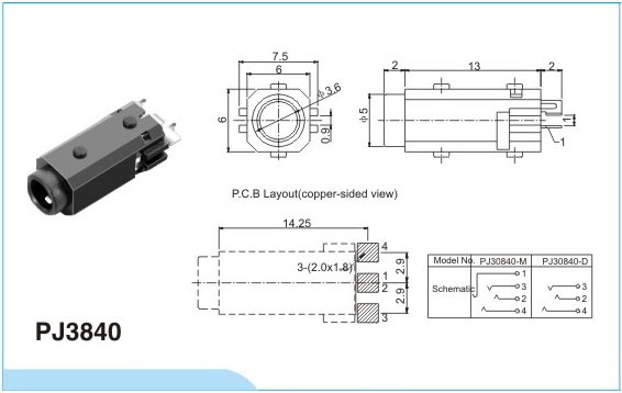 耳機插座PJ3840